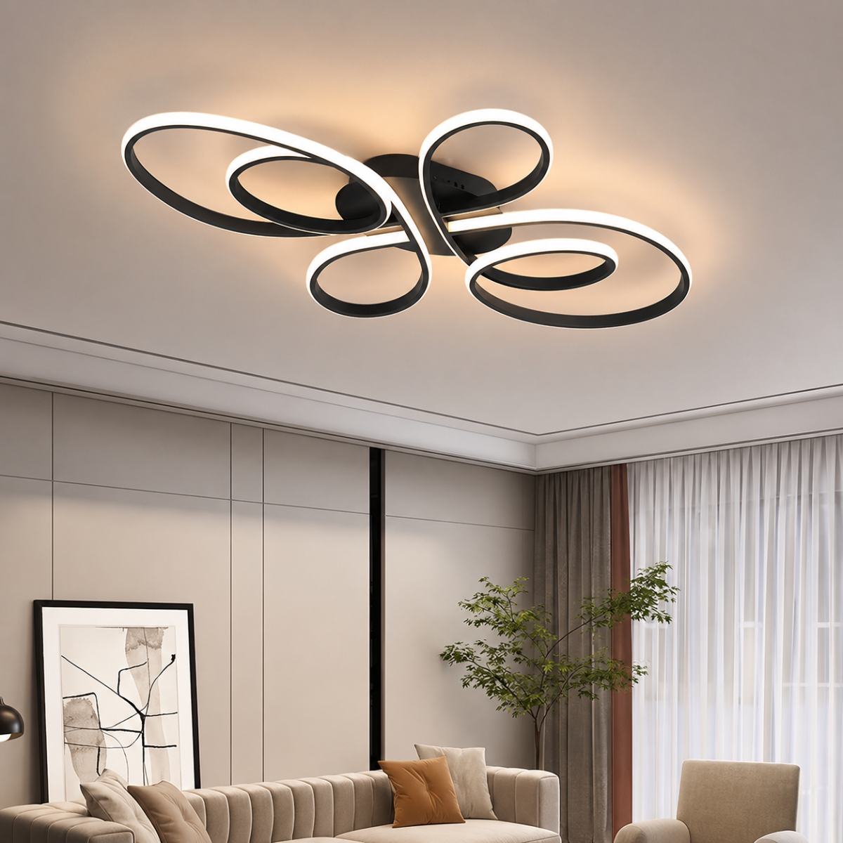 Modern LED Ceiling Light 60W Surface Mounted Living Room Fixture