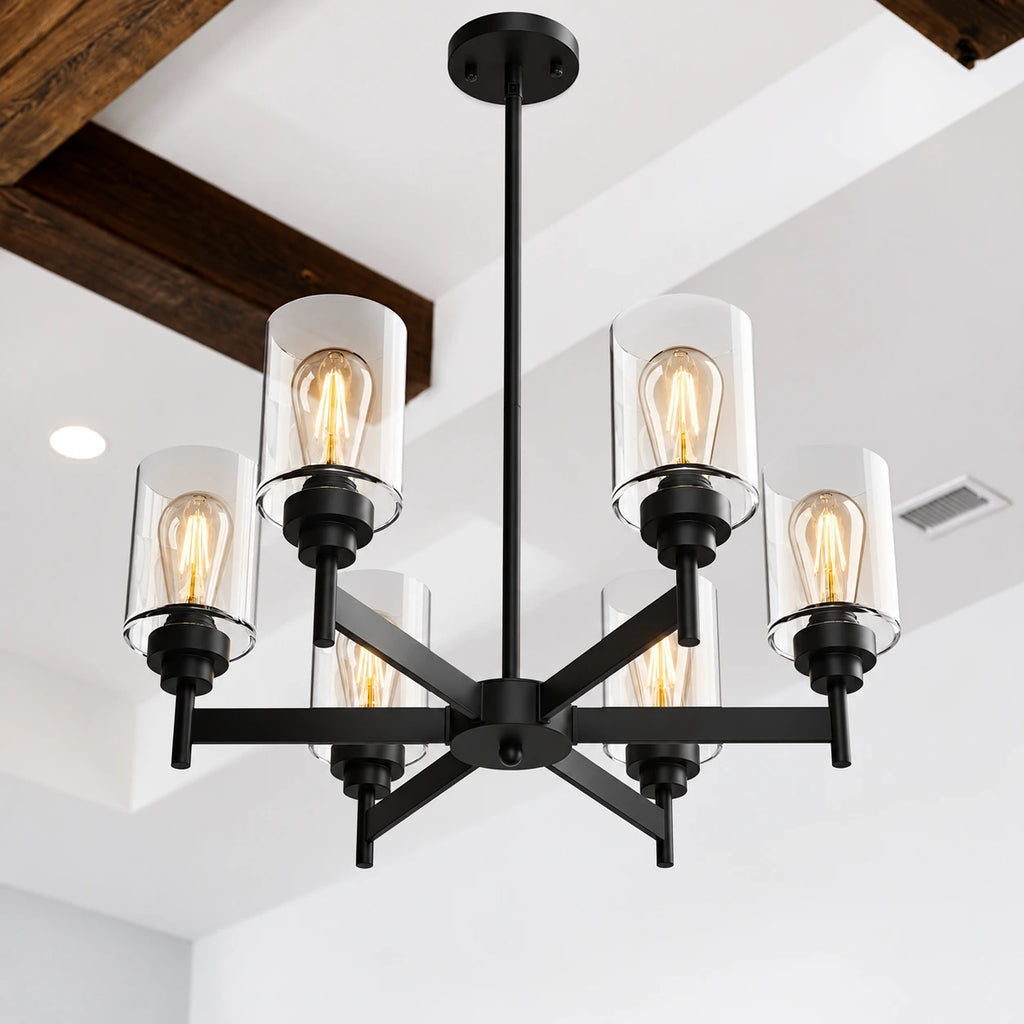 6-Light Glass Farmhouse Chandelier