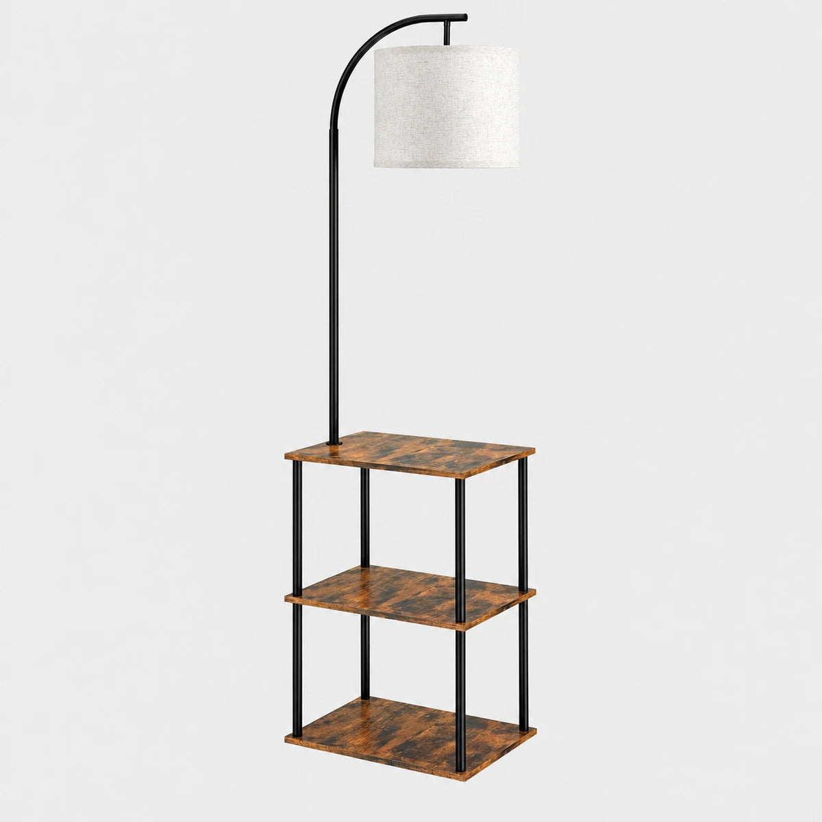 Modern Farmhouse Floor Lamp with Table & Shelves