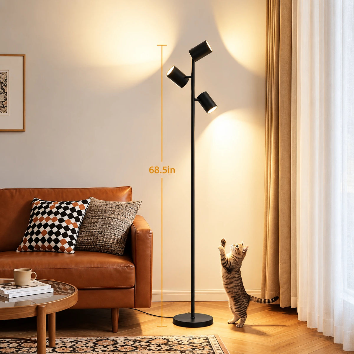 Modern 3-Head Reading Floor Lamp