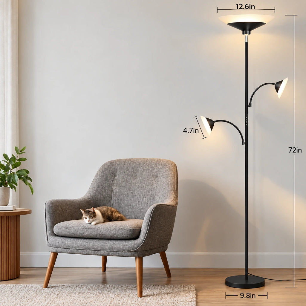 3-Light Tree Torchiere Floor Lamp