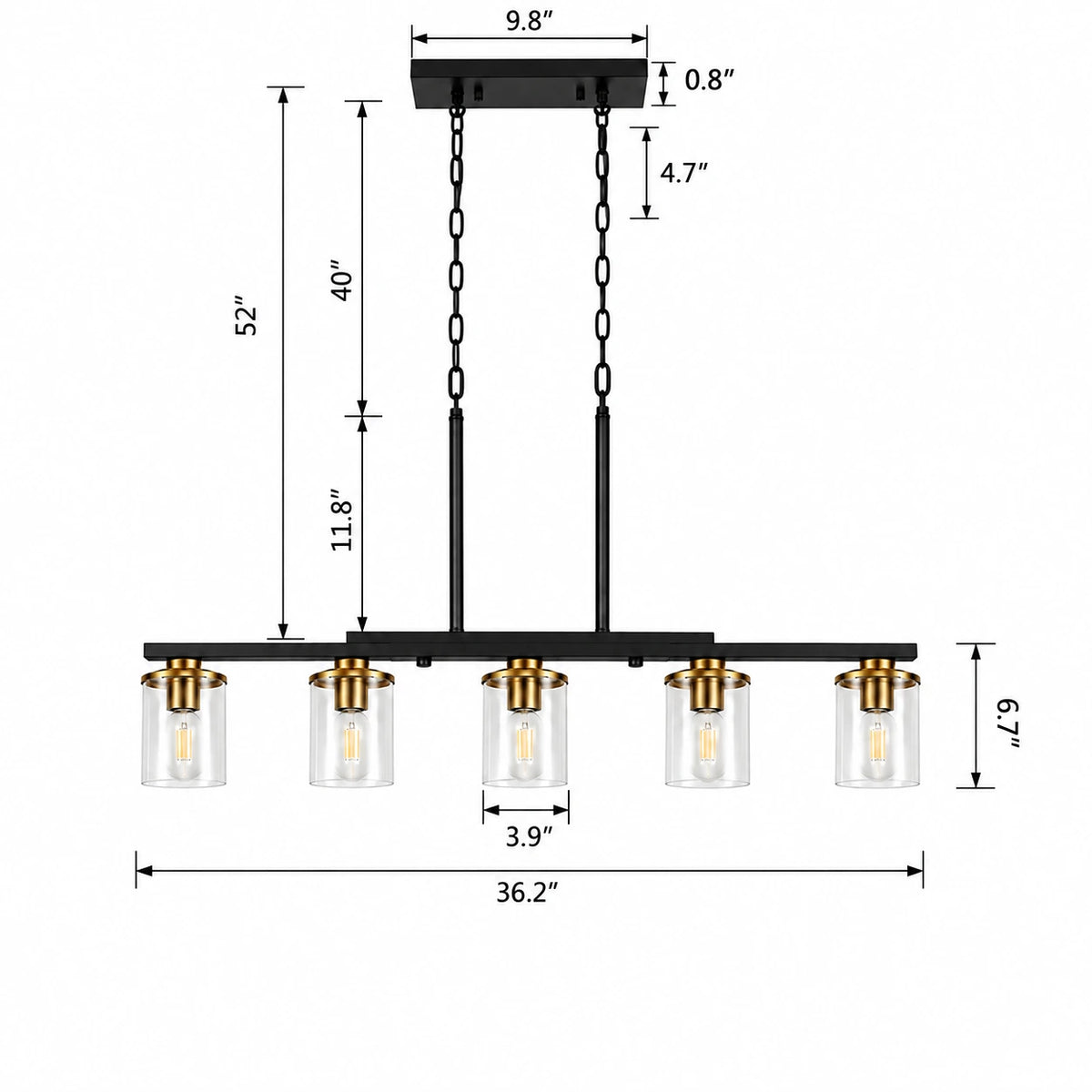 Farmhouse Glass Linear Chandelier
