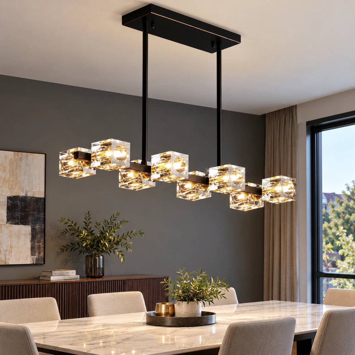 Modern Crystal Linear Chandelier