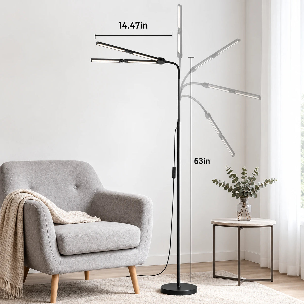 4-Head Architect Reading Floor Lamp
