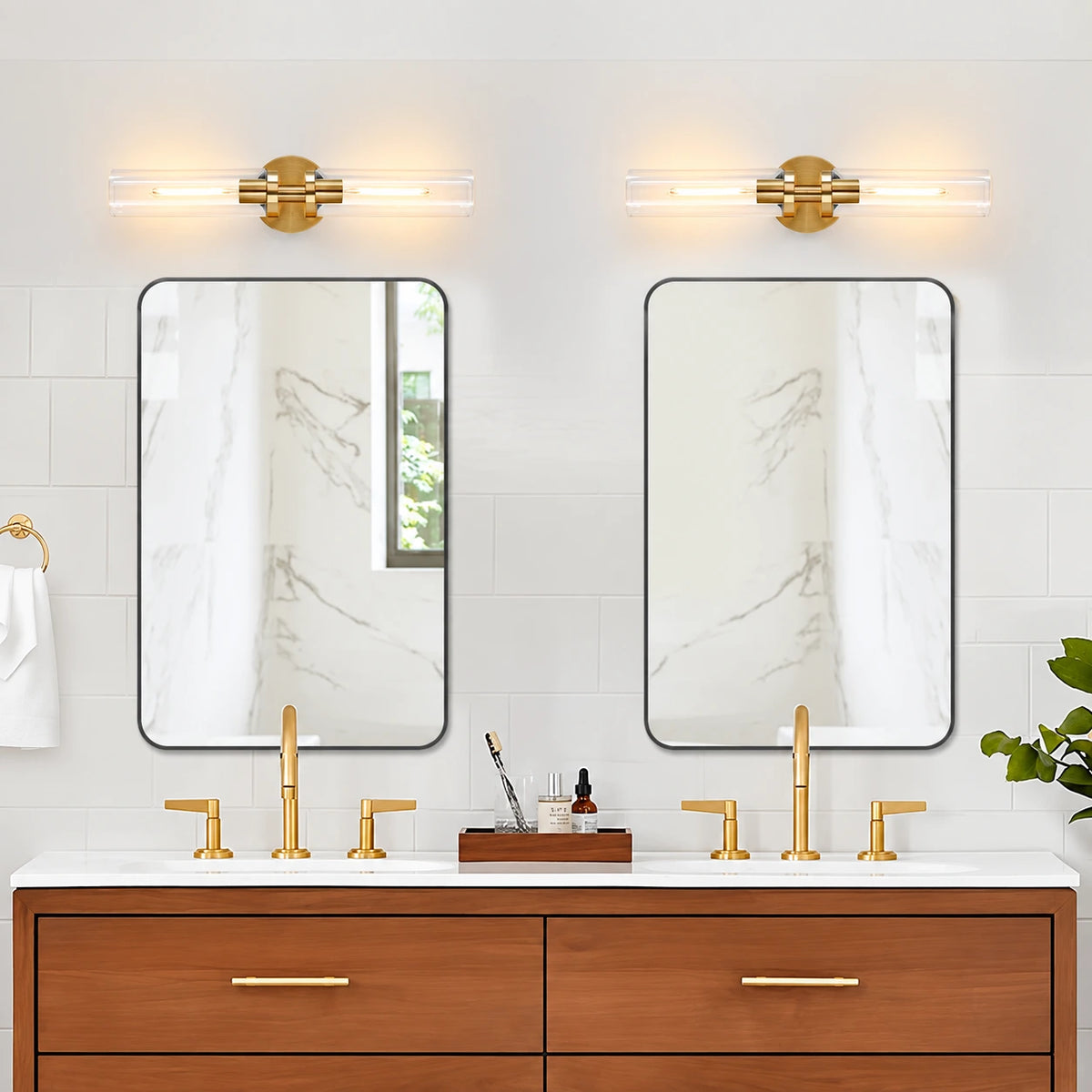 Lumera Linear Glass Bathroom Sconce Set
