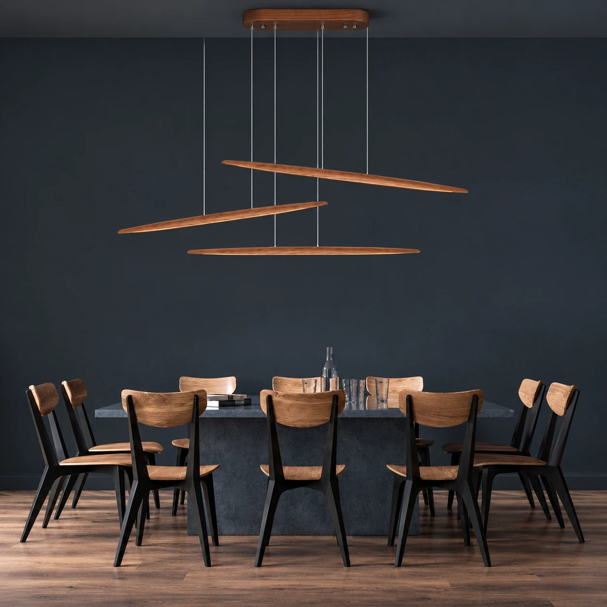 Minimalist Wood Linear Chandelier