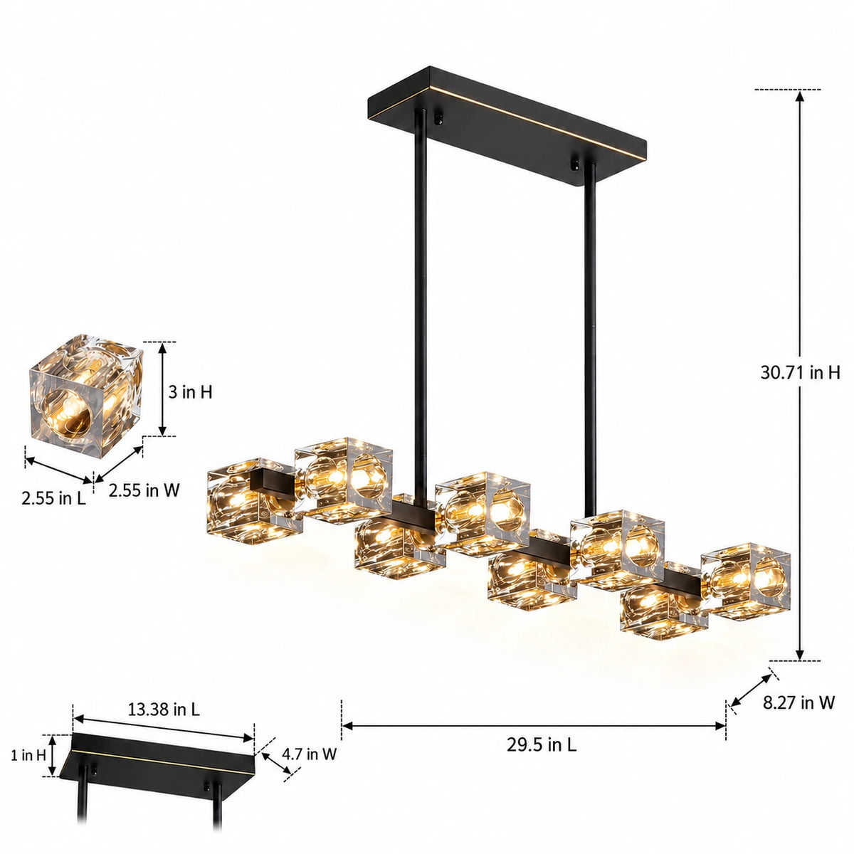 Modern Crystal Linear Chandelier