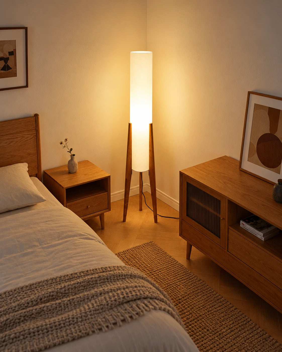 Wabi-Sabi Wood Tripod Floor Lamp