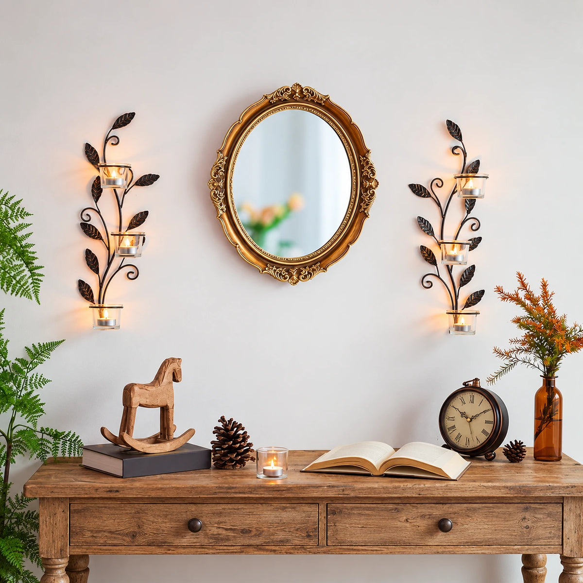Verdelle Leaf Candle Wall Sconce Set