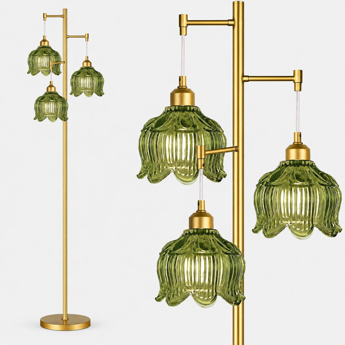 Floral Brass Tree Floor Lamp