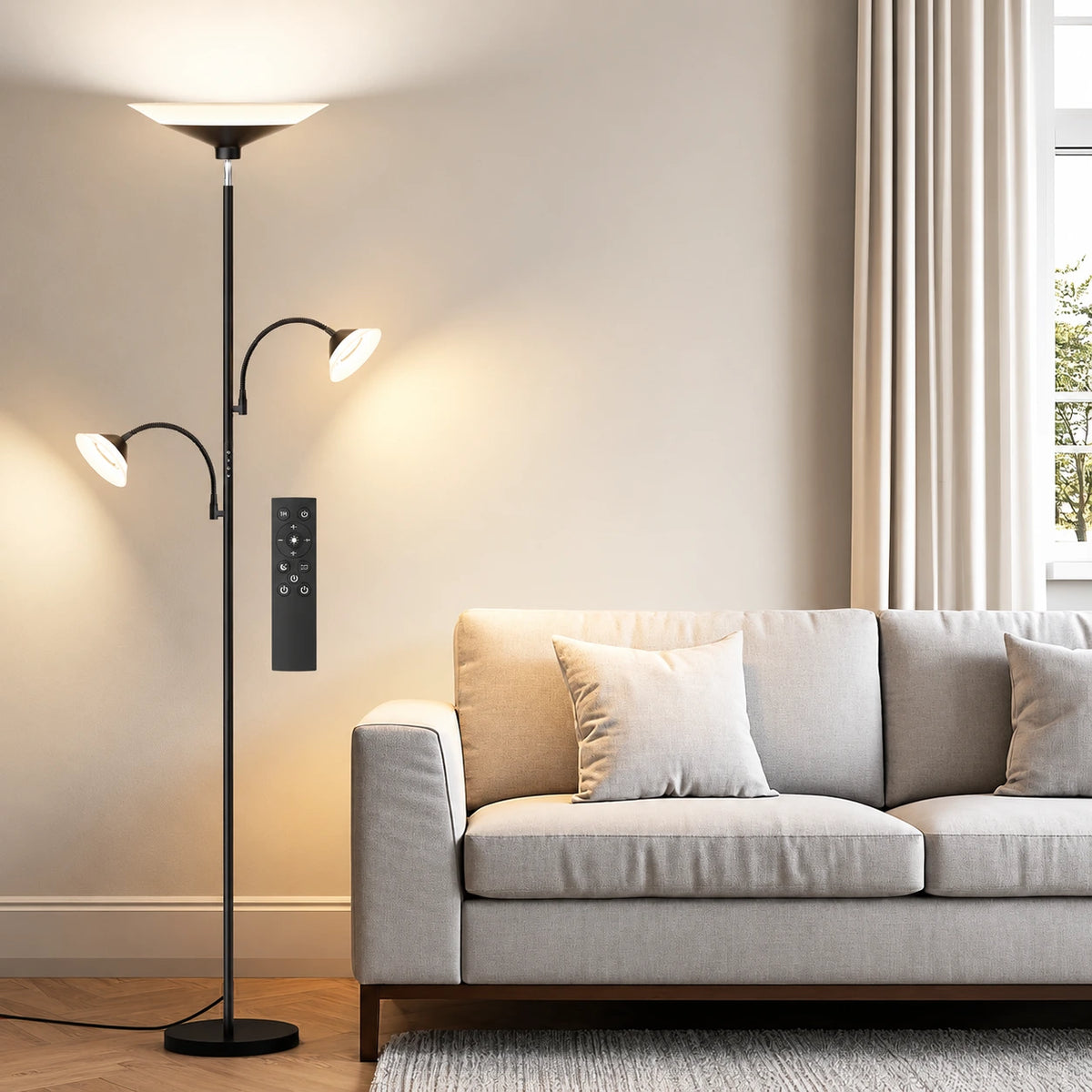 3-Light Tree Torchiere Floor Lamp