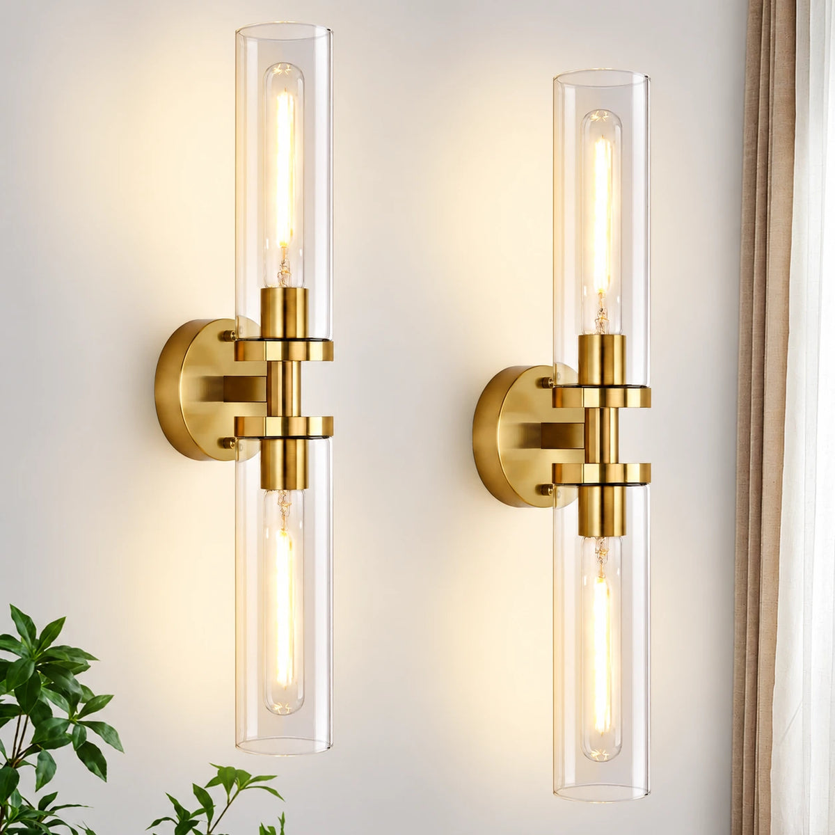 Lumera Linear Glass Bathroom Sconce Set
