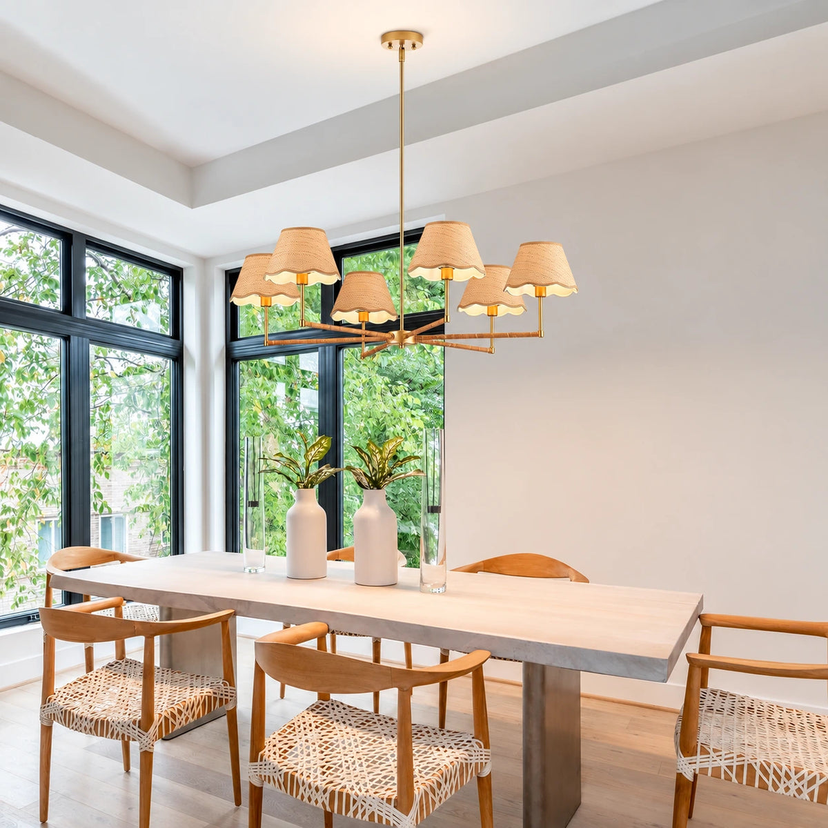 Aurelia Wagon Wheel Rattan Chandelier