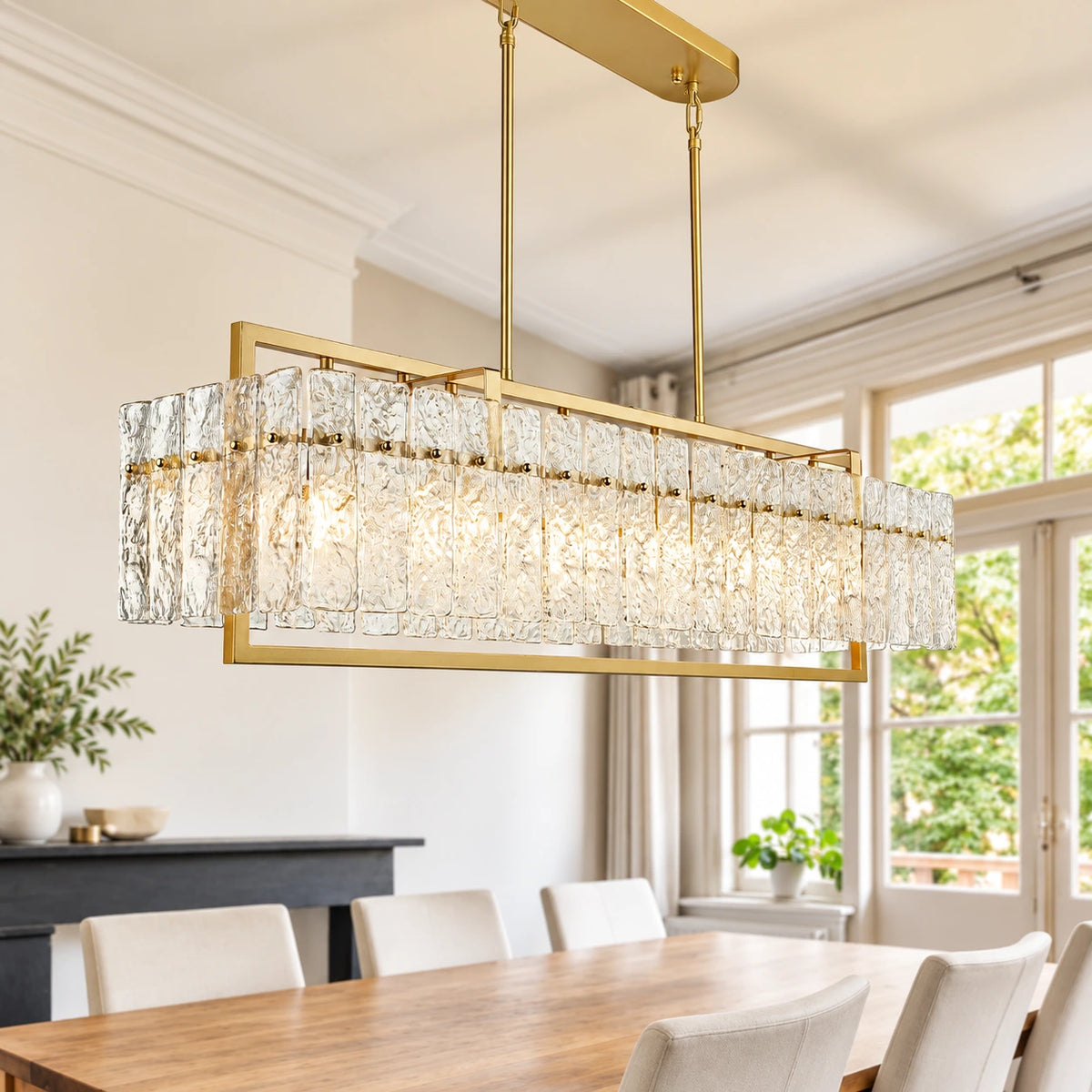 Water Ripple Glass Linear Chandelier