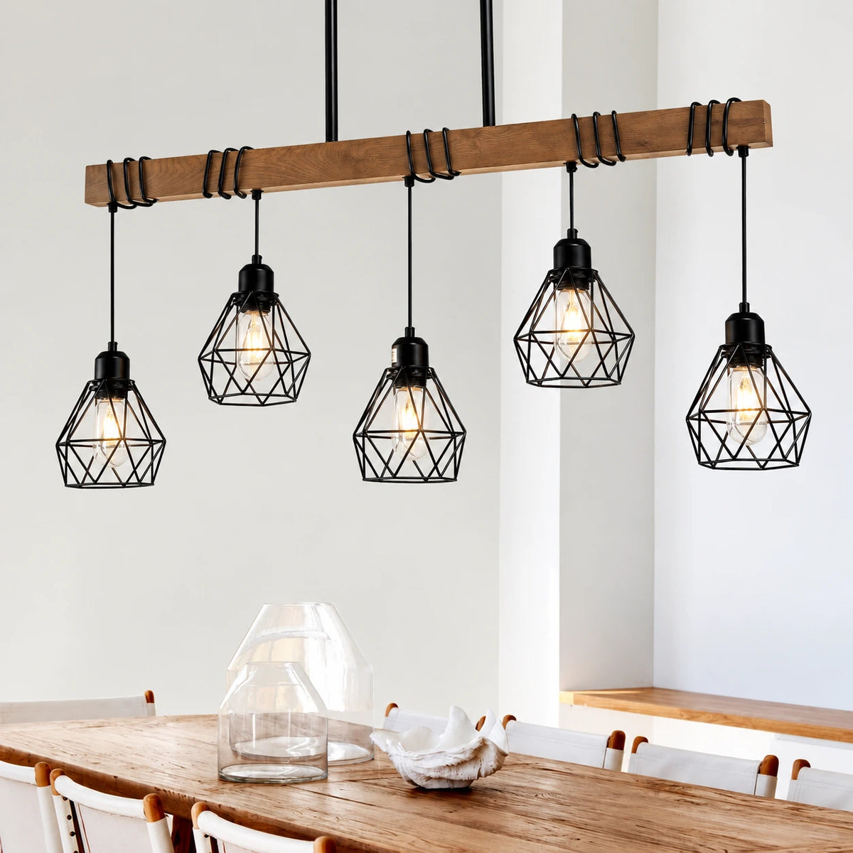 Rustic Diamond Cage Linear Chandelier