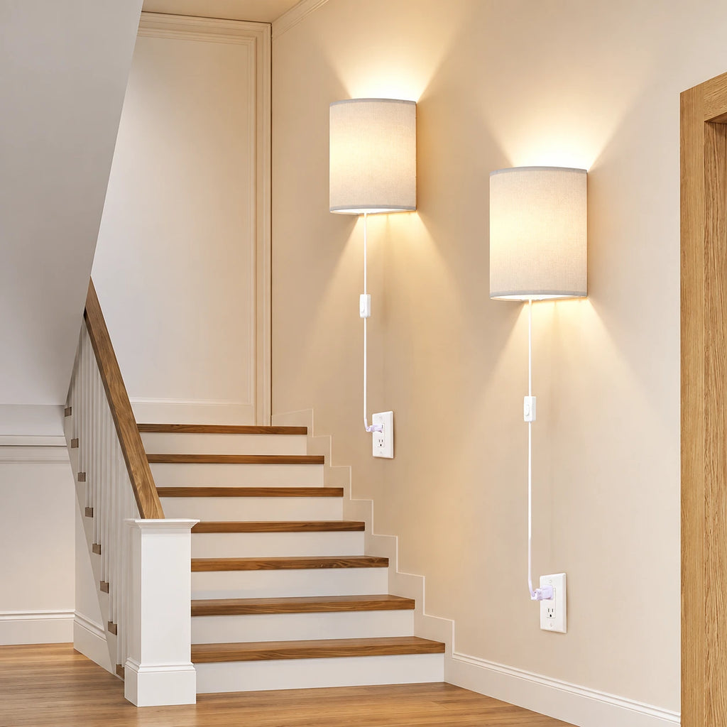Solenne Linen Plug In Wall Sconce Set