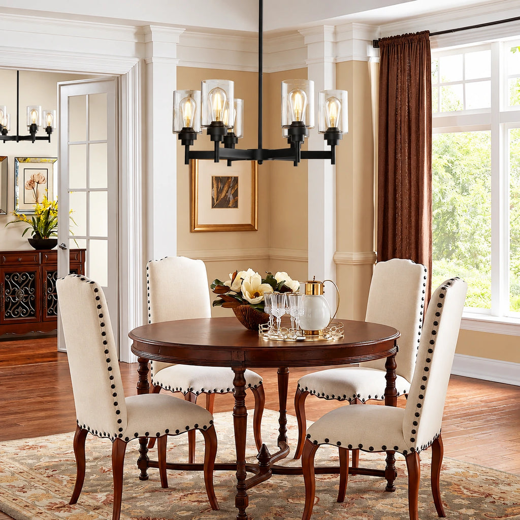 6-Light Glass Farmhouse Chandelier