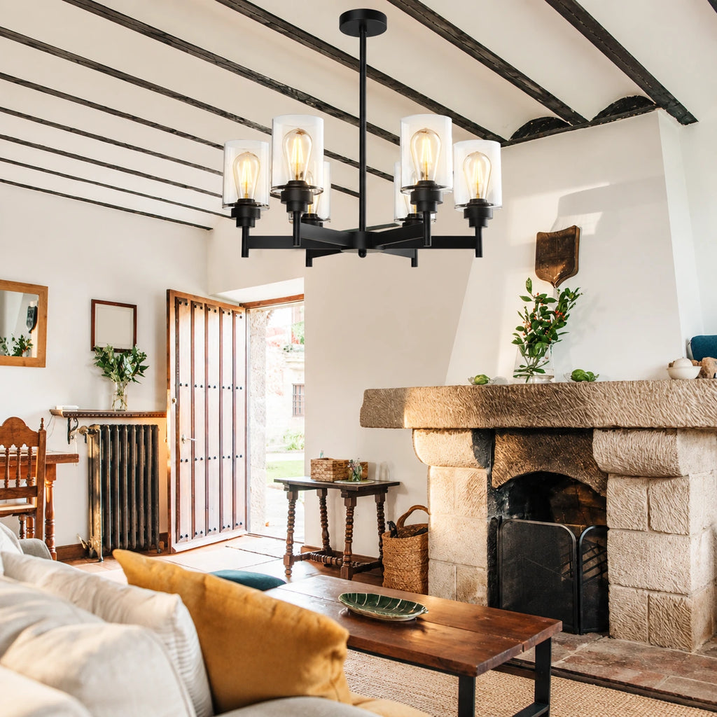 6-Light Glass Farmhouse Chandelier
