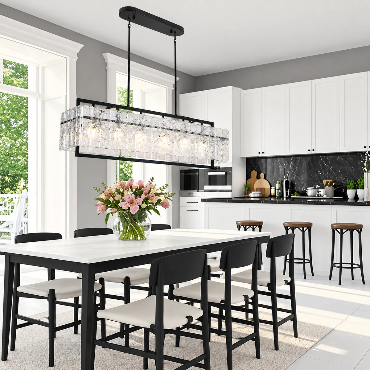 Water Ripple Glass Linear Chandelier