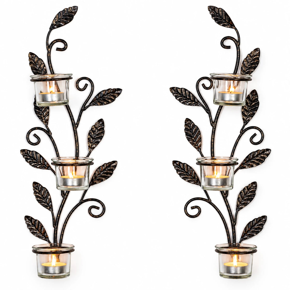 Verdelle Leaf Candle Wall Sconce Set