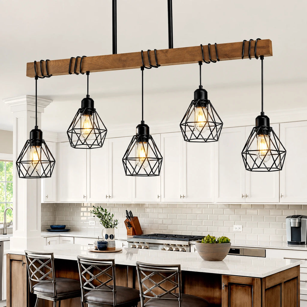 Rustic Diamond Cage Linear Chandelier
