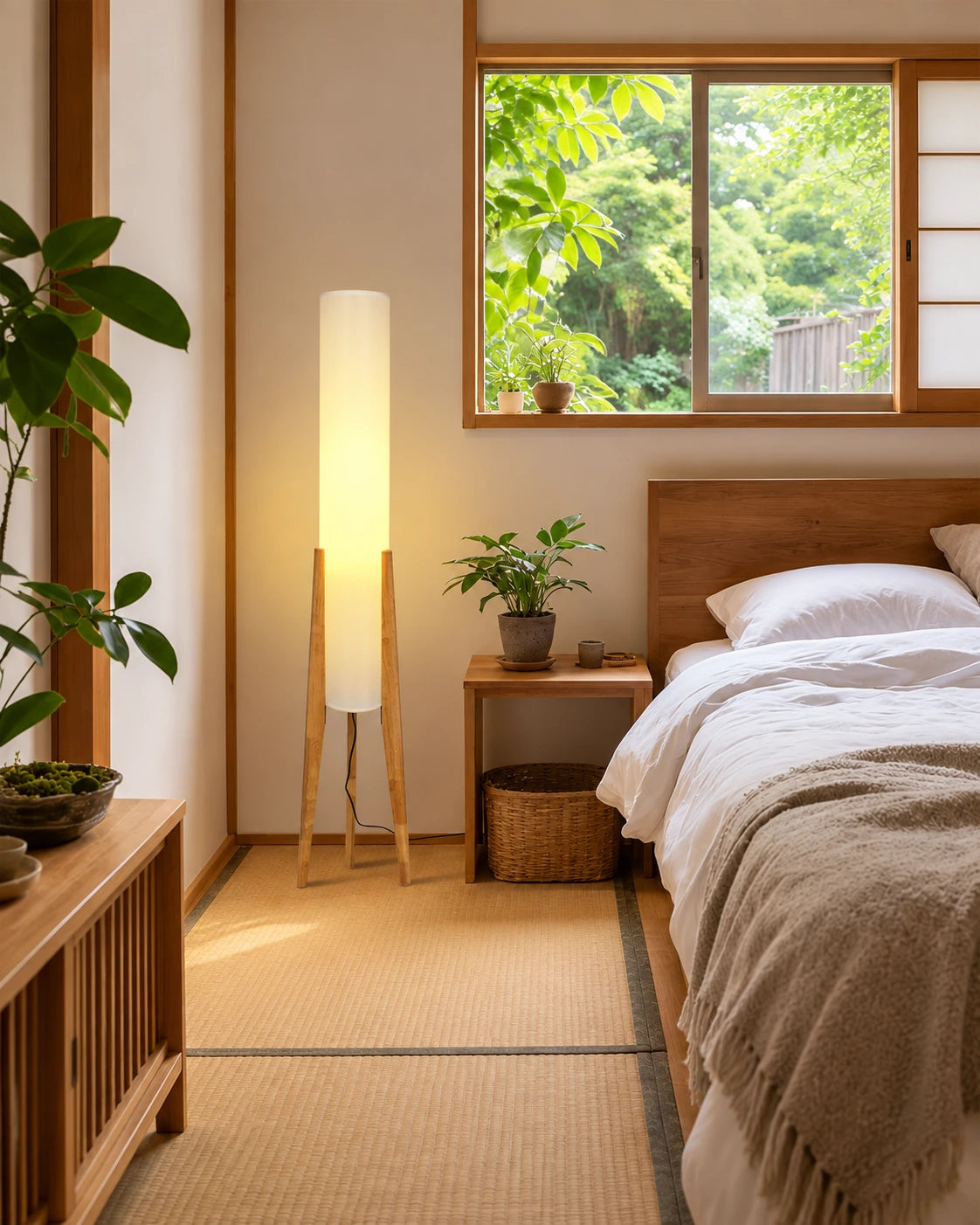 Wabi-Sabi Wood Tripod Floor Lamp