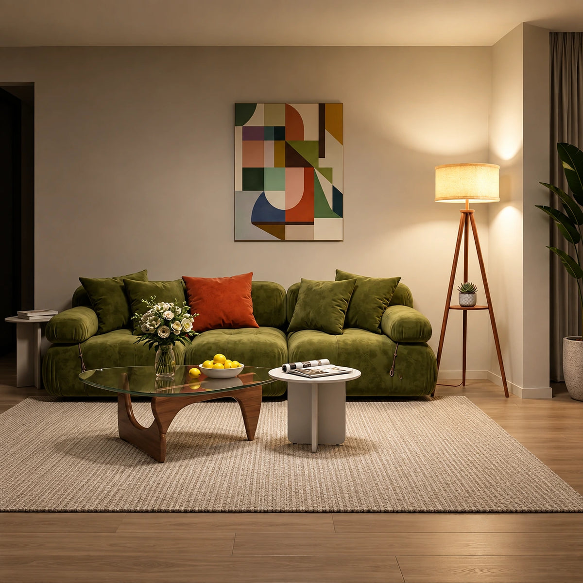 Mid-Century Tripod Floor Lamp with Shelf