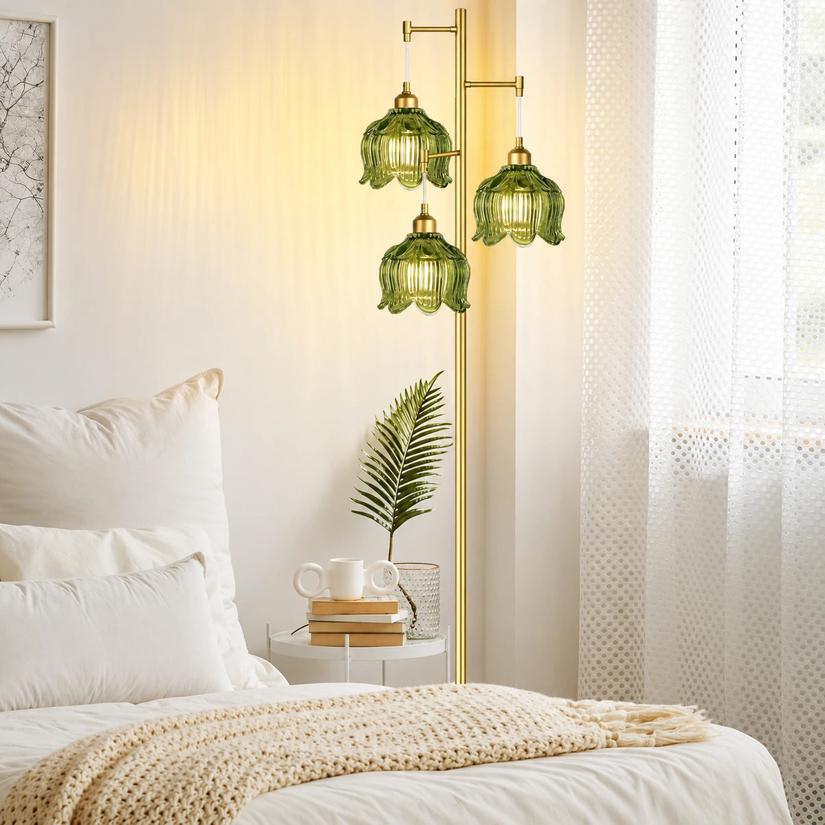 Floral Brass Tree Floor Lamp