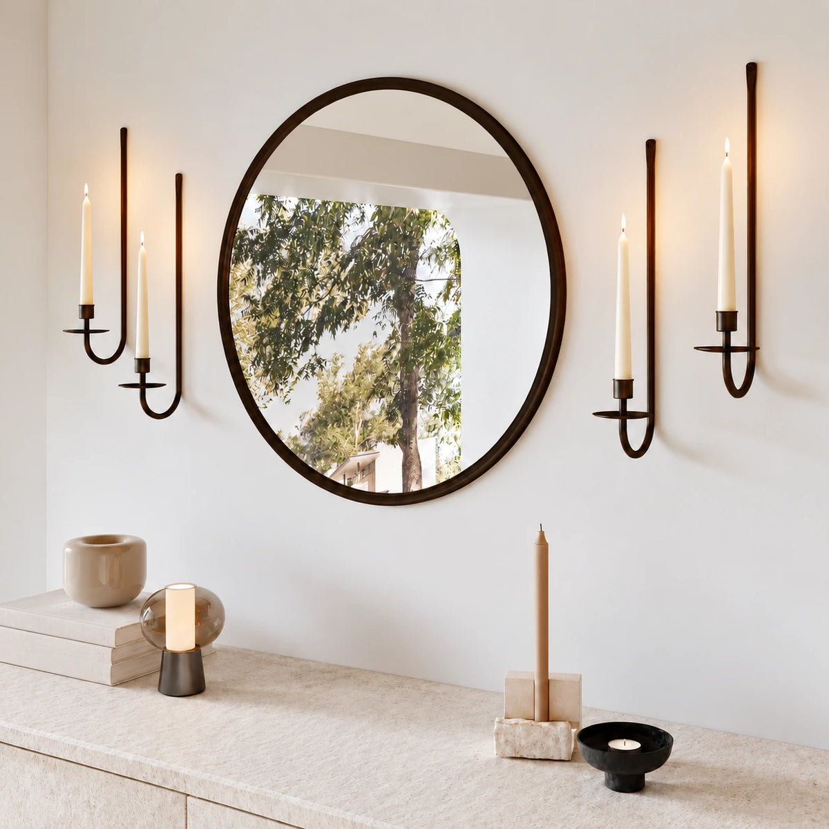 Mirelle Modern Candle Wall Sconce Set