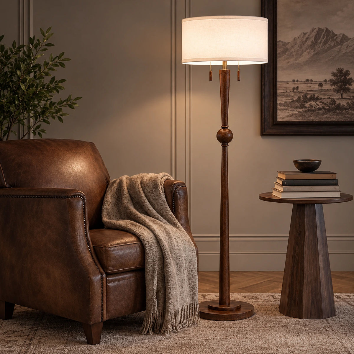 Sculptural Mid-Century Wooden Floor Lamp