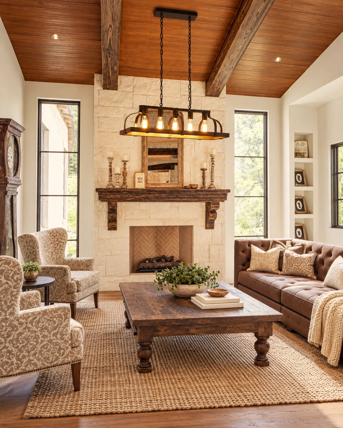 Rustic Frame Linear Chandelier