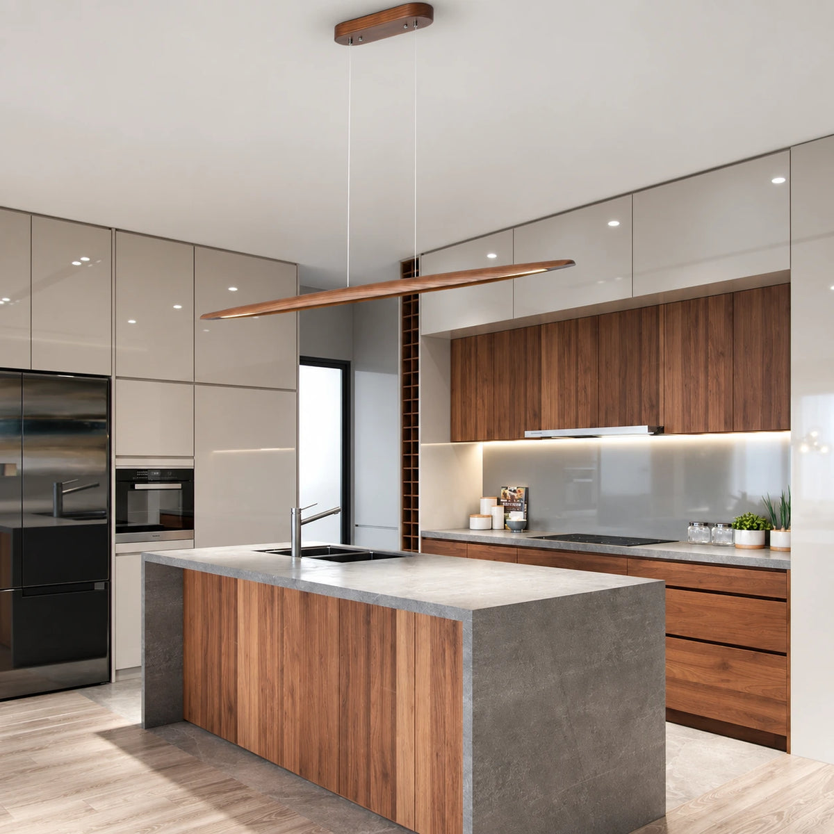 Minimalist Wood Linear Chandelier