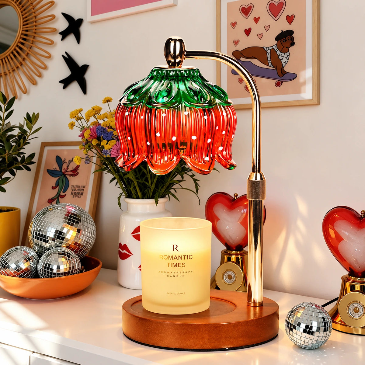 Strawberry Glass Candle Warmer Lamp