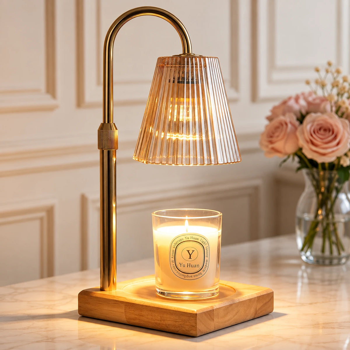 Elara Ribbed Glass Candle Warmer Lamp
