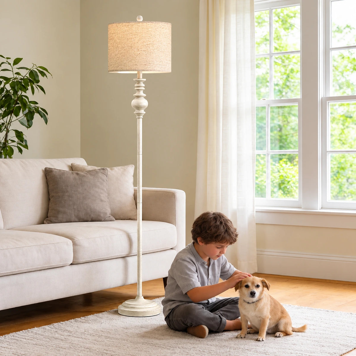 Sculpted Spindle Vintage Floor Lamp
