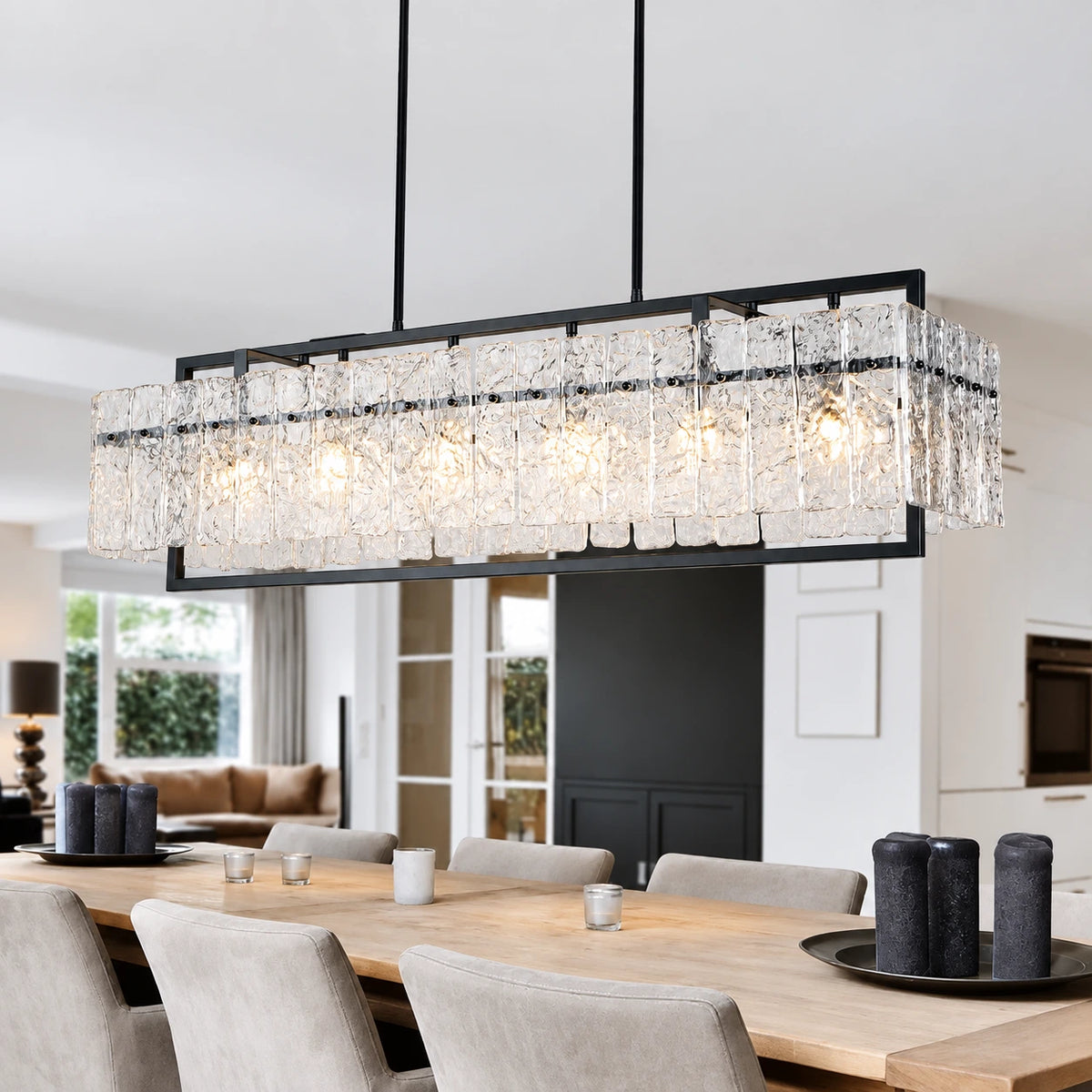 Water Ripple Glass Linear Chandelier