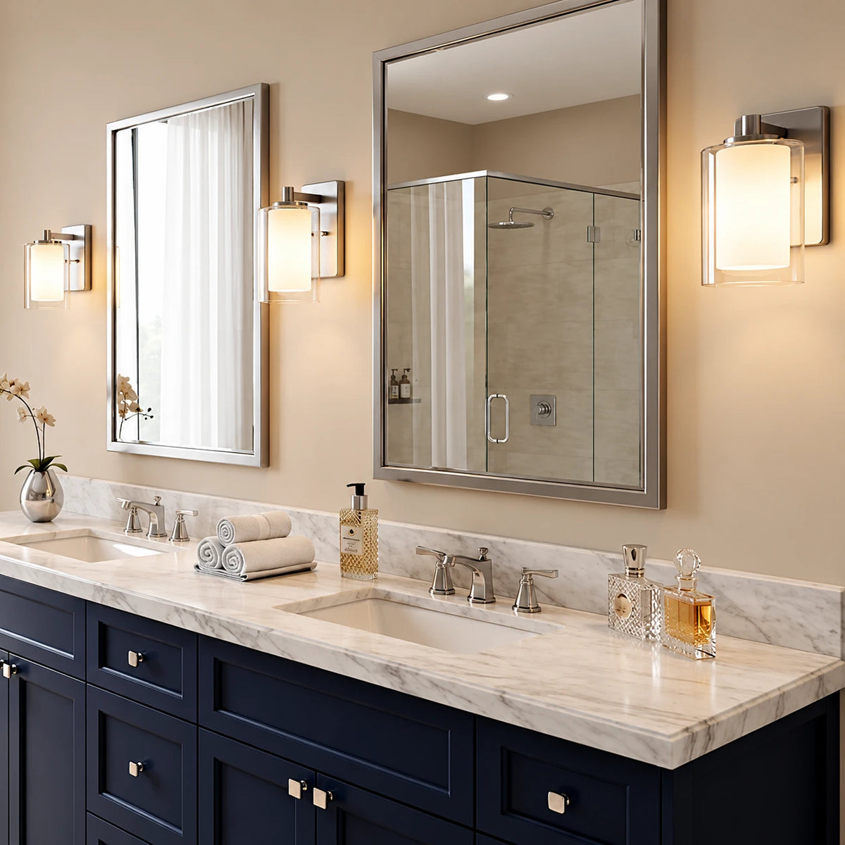Mirelle Double Glass Vanity Wall Sconces