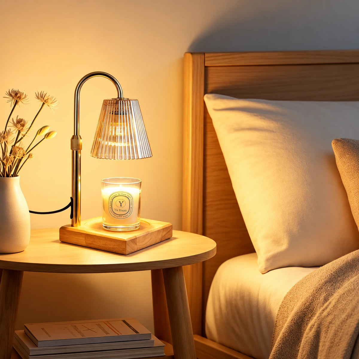 Elara Ribbed Glass Candle Warmer Lamp