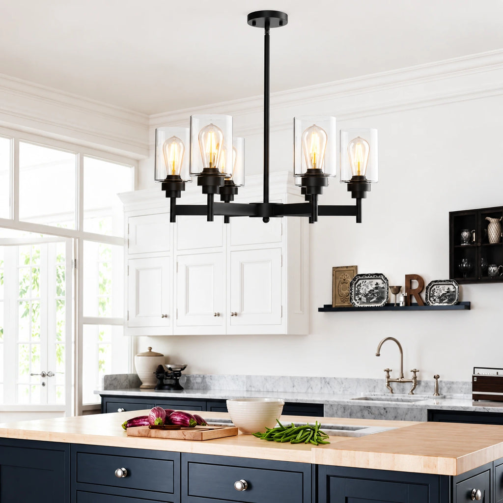 6-Light Glass Farmhouse Chandelier