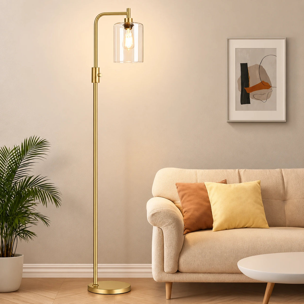 Arched Clear Glass Floor Lamp