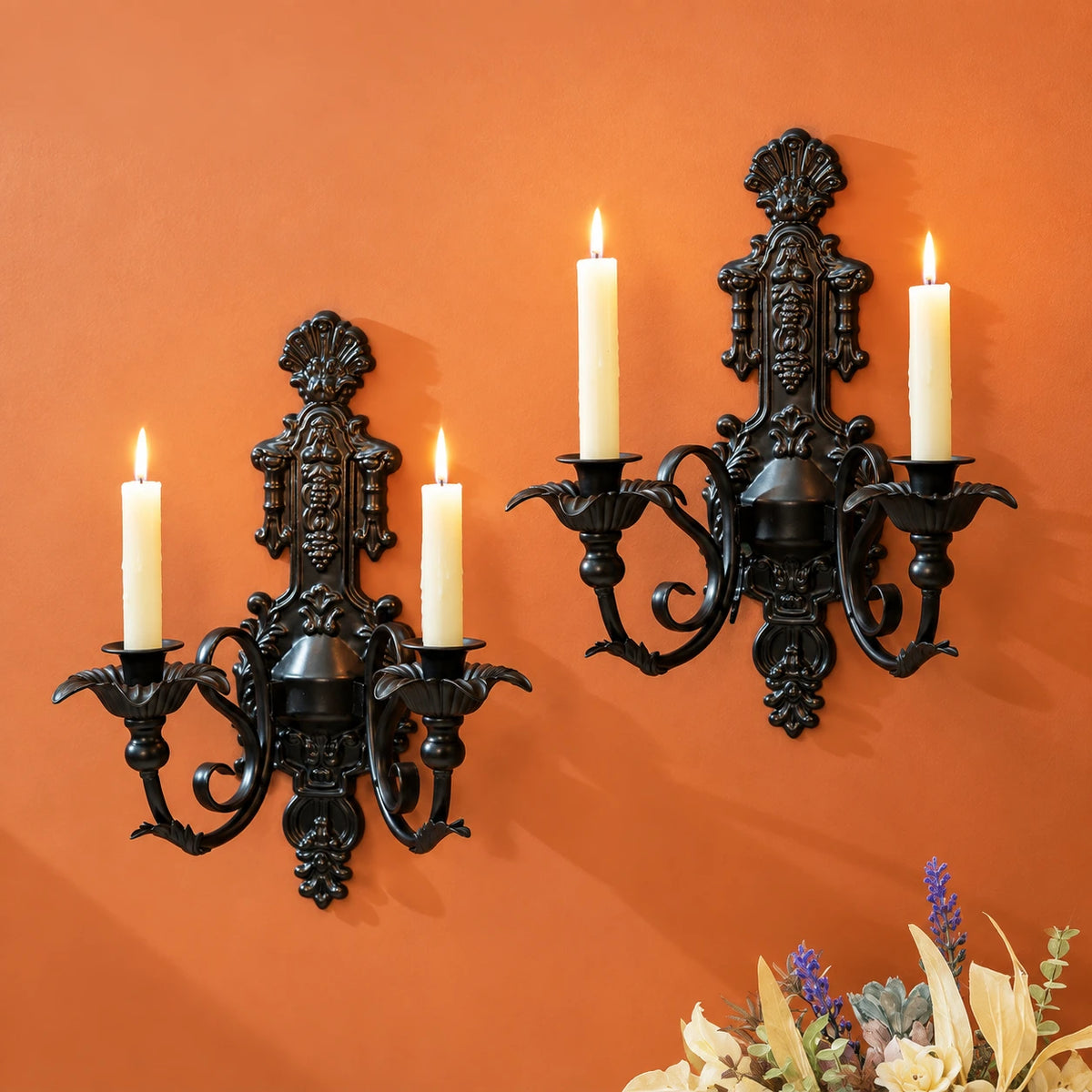 Noctara Gothic Candle Wall Sconce Set