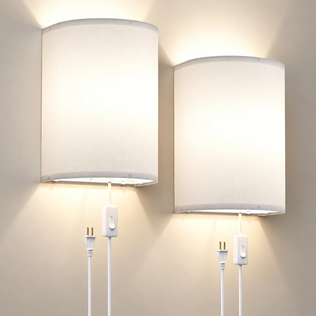 Solenne Linen Plug In Wall Sconce Set