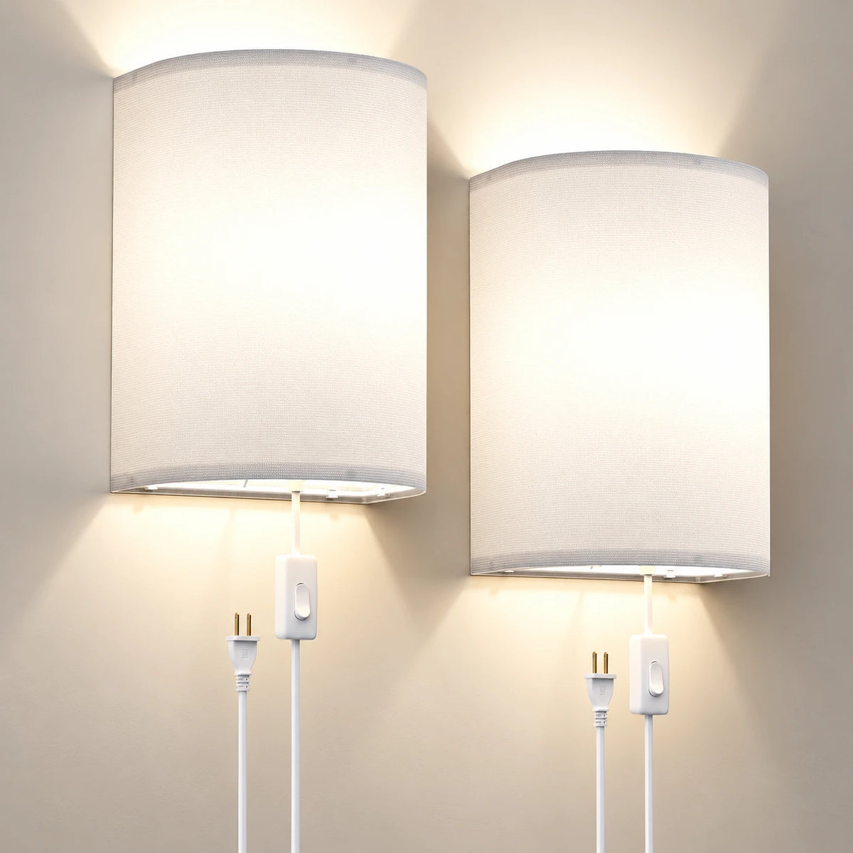Solenne Linen Plug In Wall Sconce Set