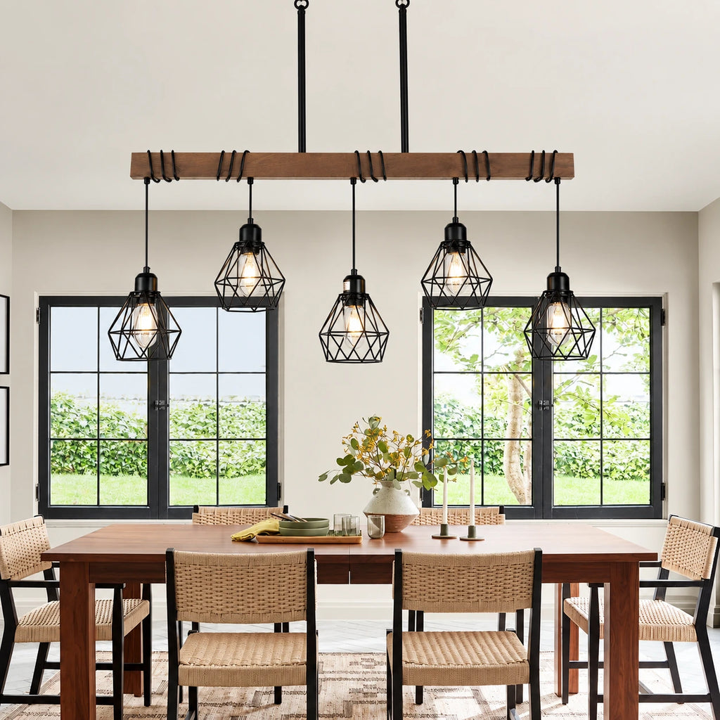 Rustic Diamond Cage Linear Chandelier