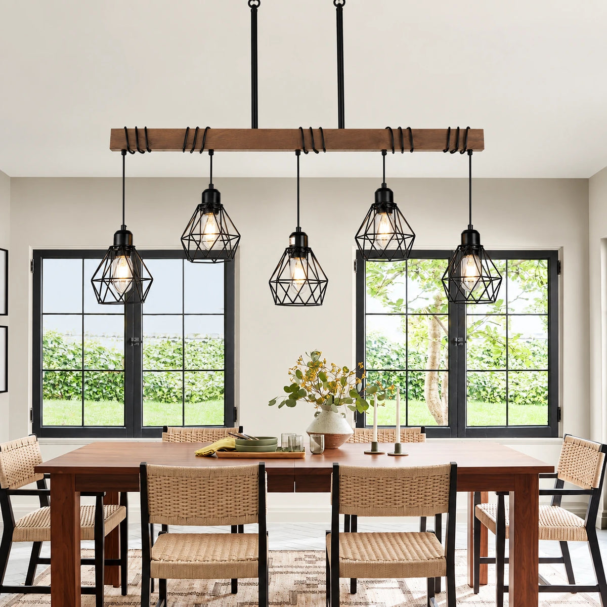 Rustic Diamond Cage Linear Chandelier