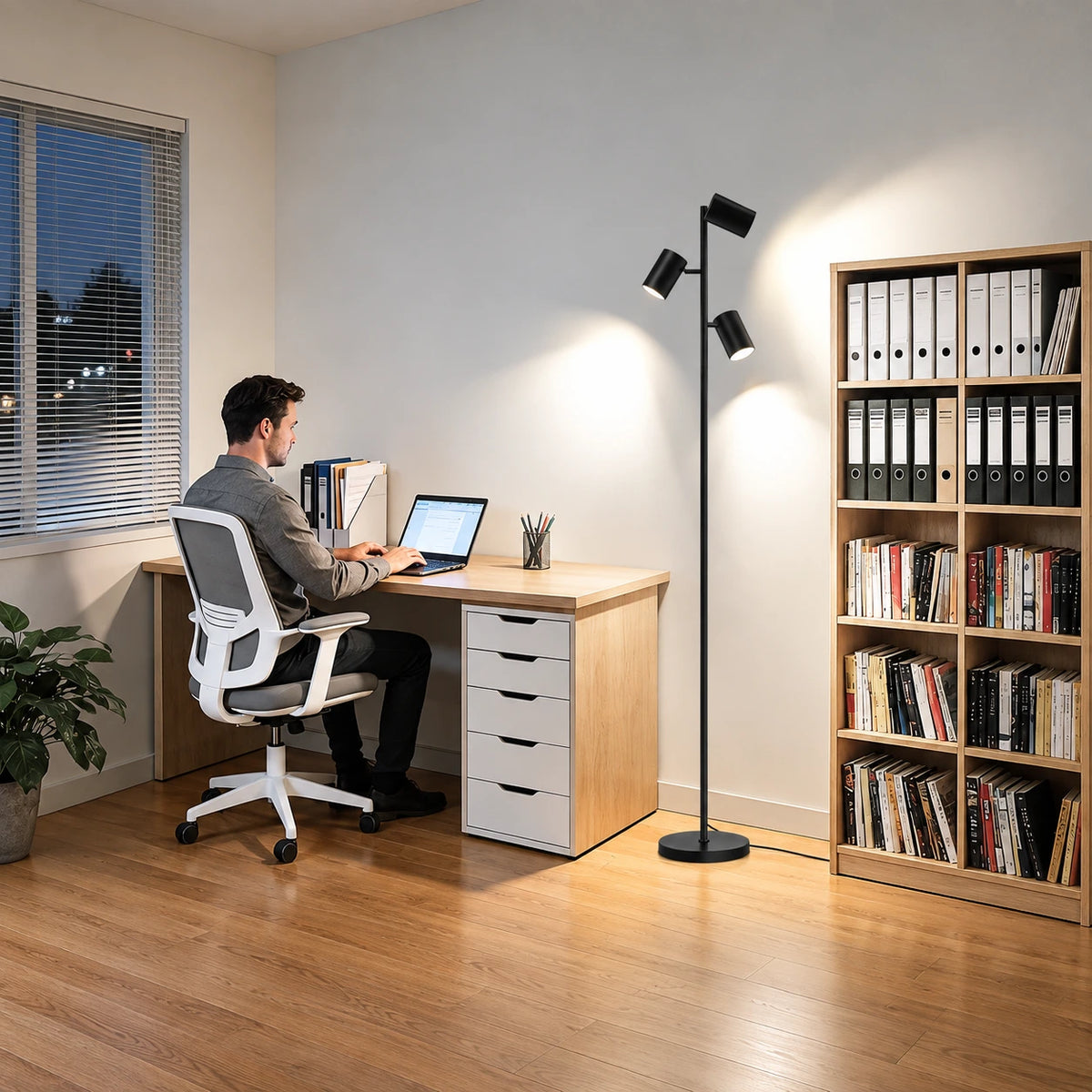 Modern 3-Head Reading Floor Lamp