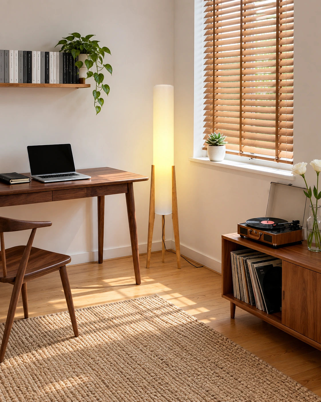 Wabi-Sabi Wood Tripod Floor Lamp