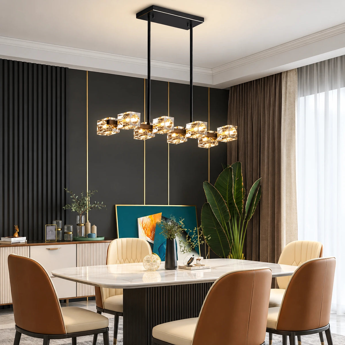 Modern Crystal Linear Chandelier