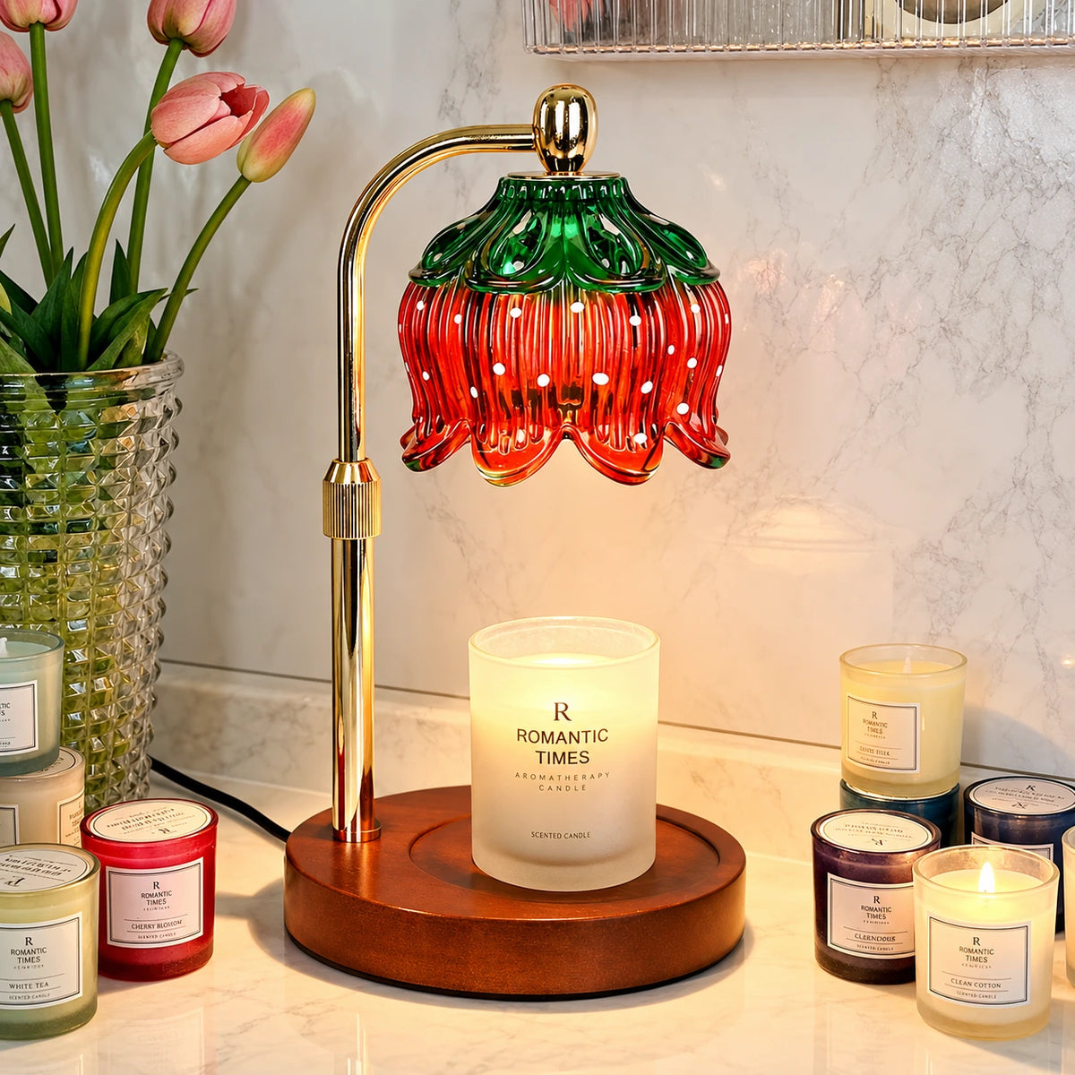 Strawberry Glass Candle Warmer Lamp