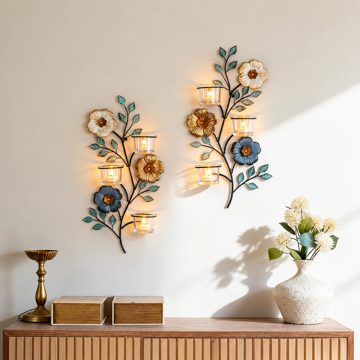 Florielle Floral Candle Wall Sconce Set